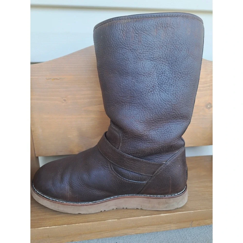 UGG Australia Women's Brown Waterproof Sutter Boots 10 Leather Sheepskin Winter